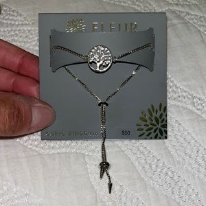 NWT Fleur Rhodium Tree of Life CZ Lariat Bracelet